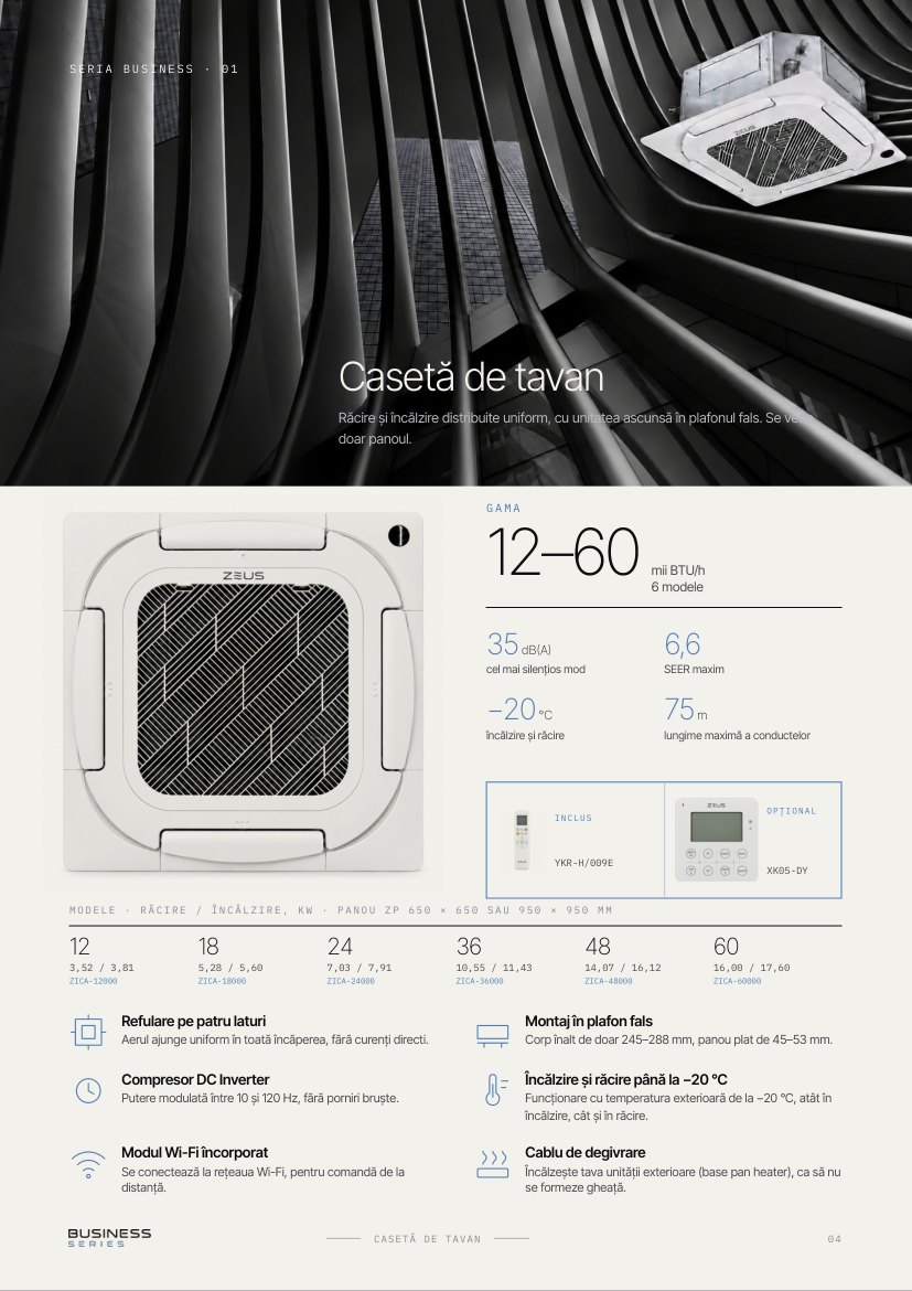 ZEUS Business technical sheet: ceiling cassette (PDF)