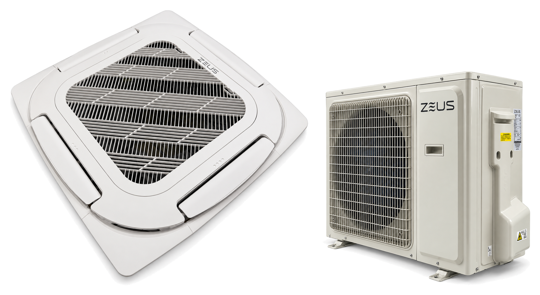 ZEUS Business ceiling cassette air conditioner set 12000 BTU, indoor + outdoor unit